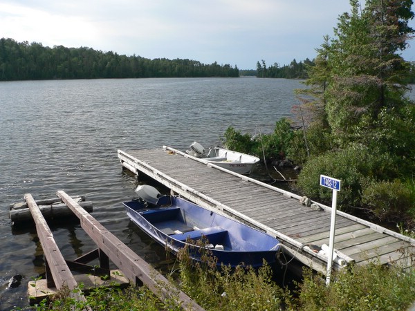View of back dock and beyond from the boathouse door
